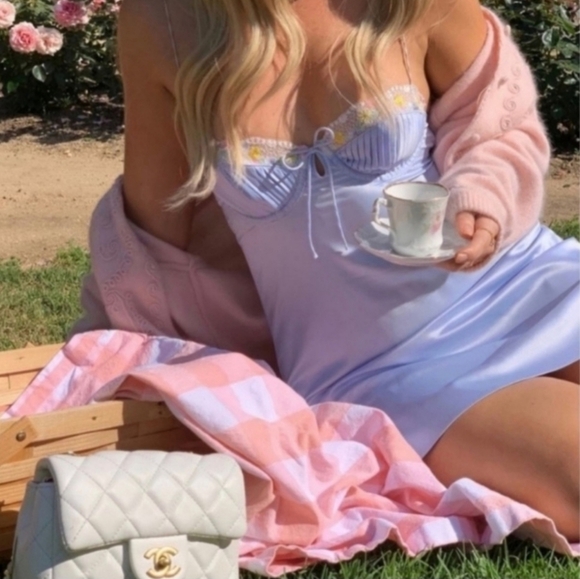 New!For Love And Lemons Paloma Satin Slip Dress - Picture 6 of 16